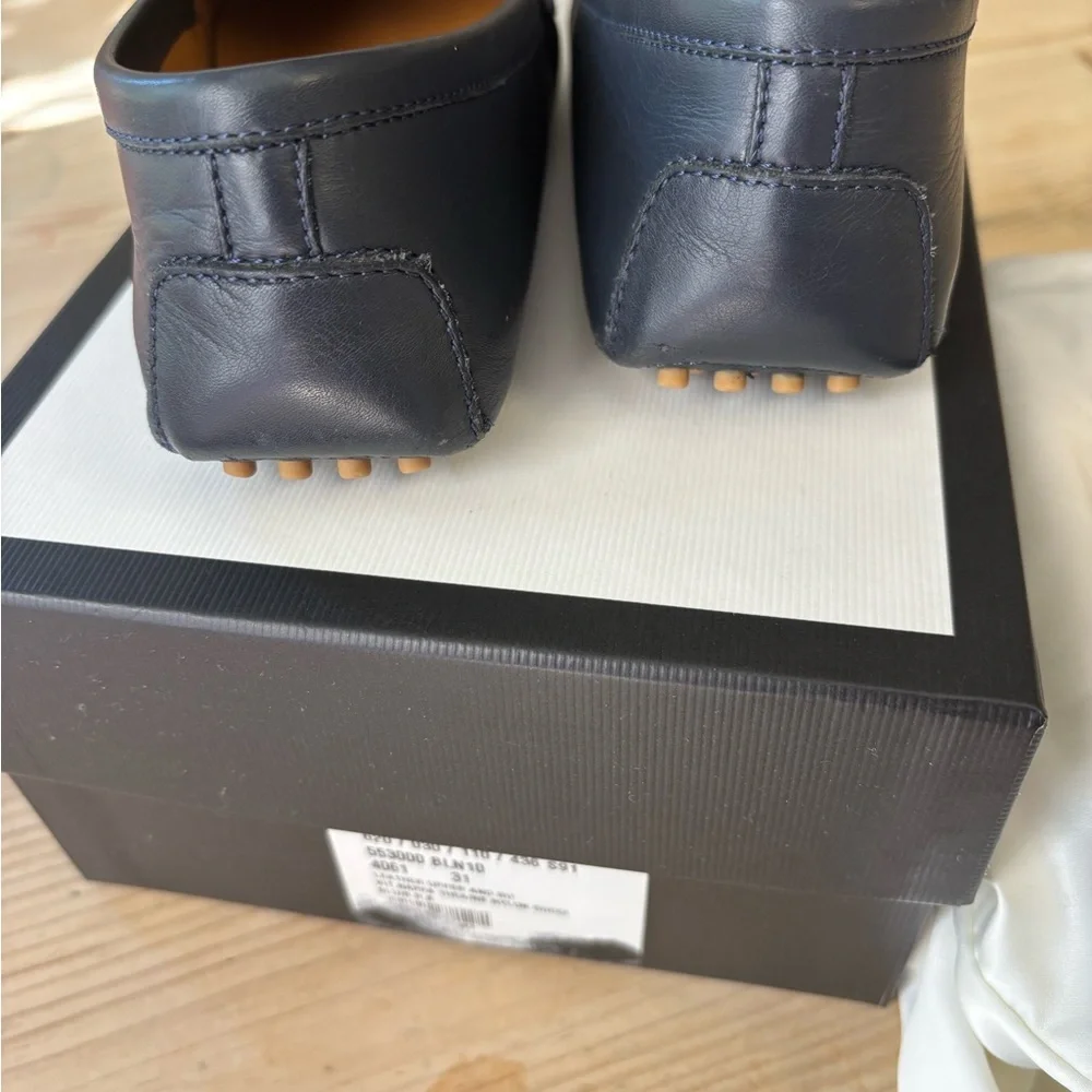 Gucci boy's Dark Blue Loafers with Red Accent